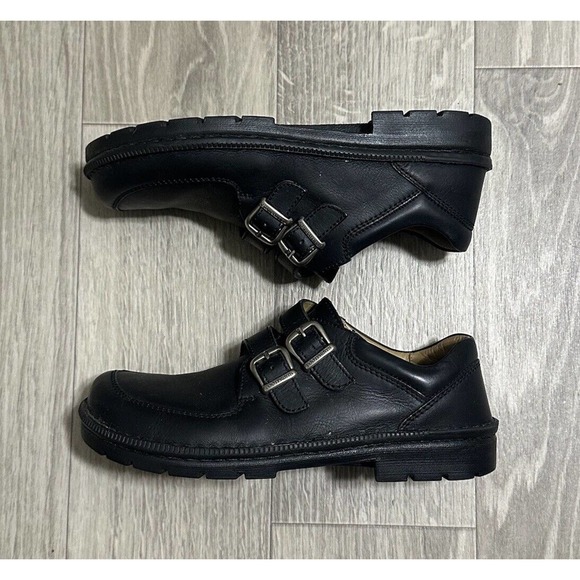 Birkenstock Black Slip-On Loafers with Silver Buckles - Picture 2 of 8